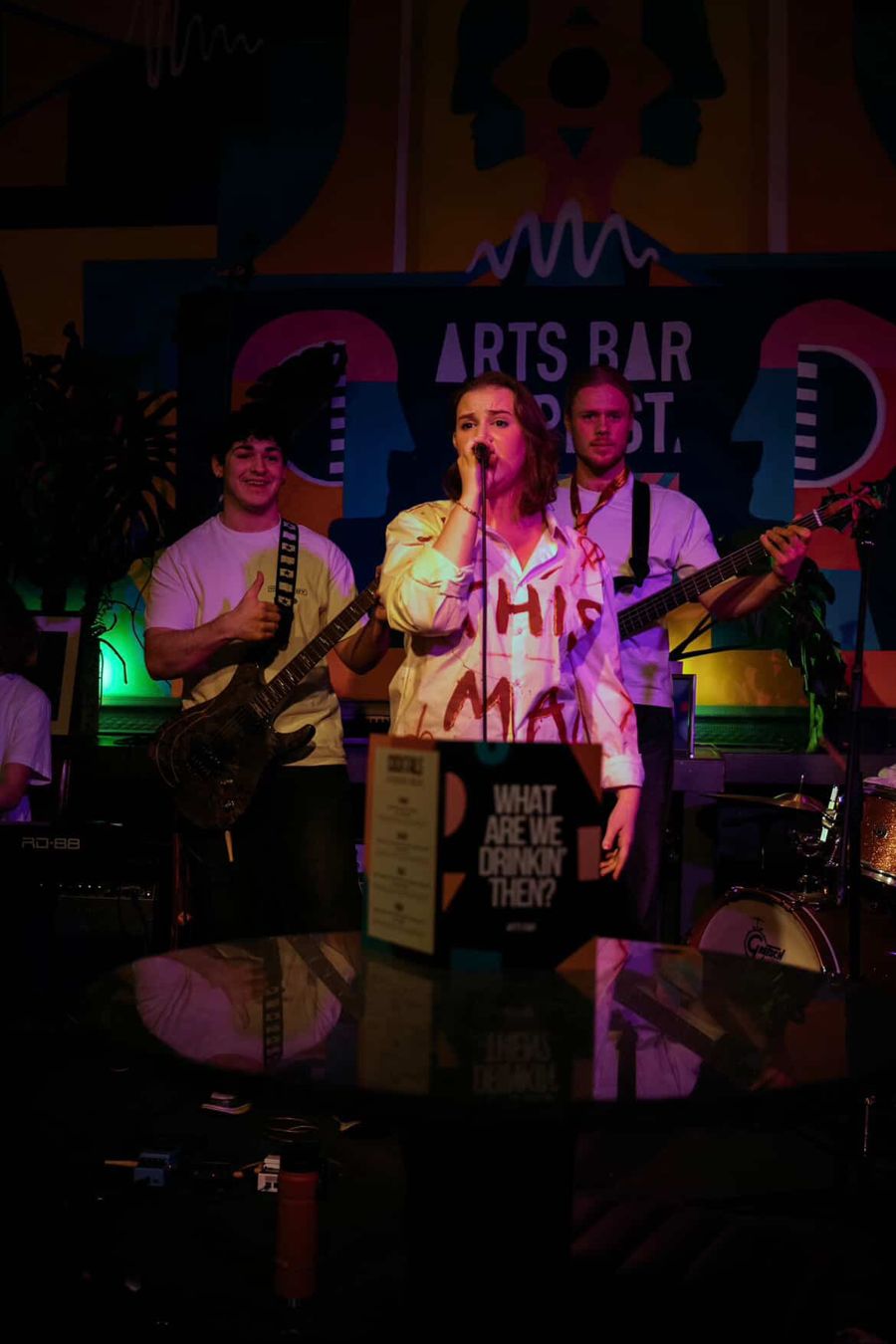 Fifi and her band on stage at the Arts Bar, Hope Street